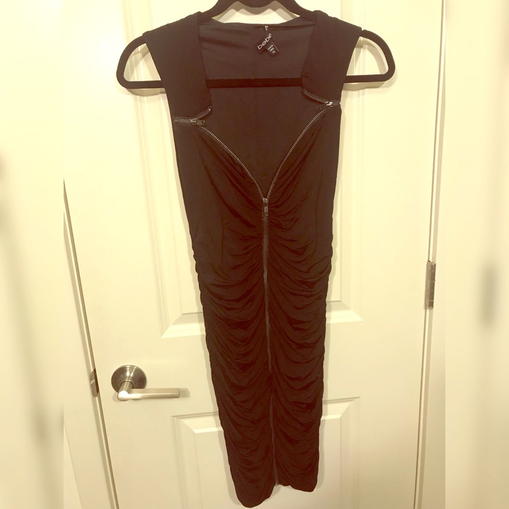 Bebe Zipper Ruched Dress - XS